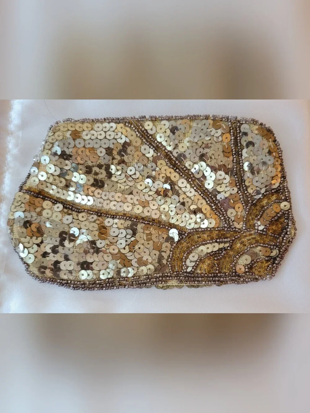 Vintage Gold Sequin Czech Zippered Clutch